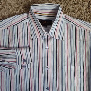 Robert Talbott‎ Men Size M Classic Multicolor Pinstripe Long Sleeve Button Up